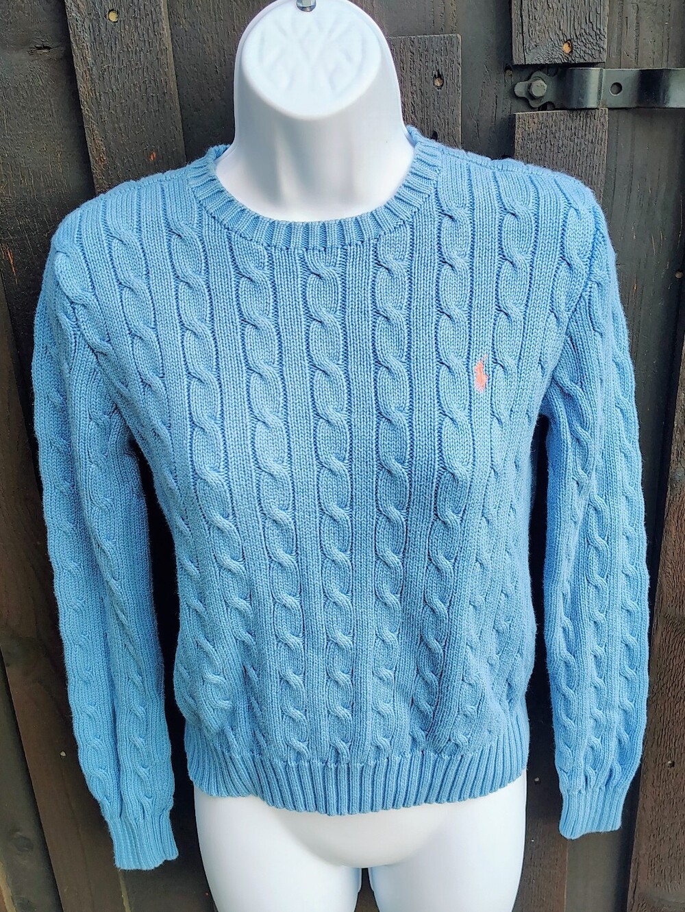 Ralph Lauren Light Blue Cable Knit Crewneck Sweater